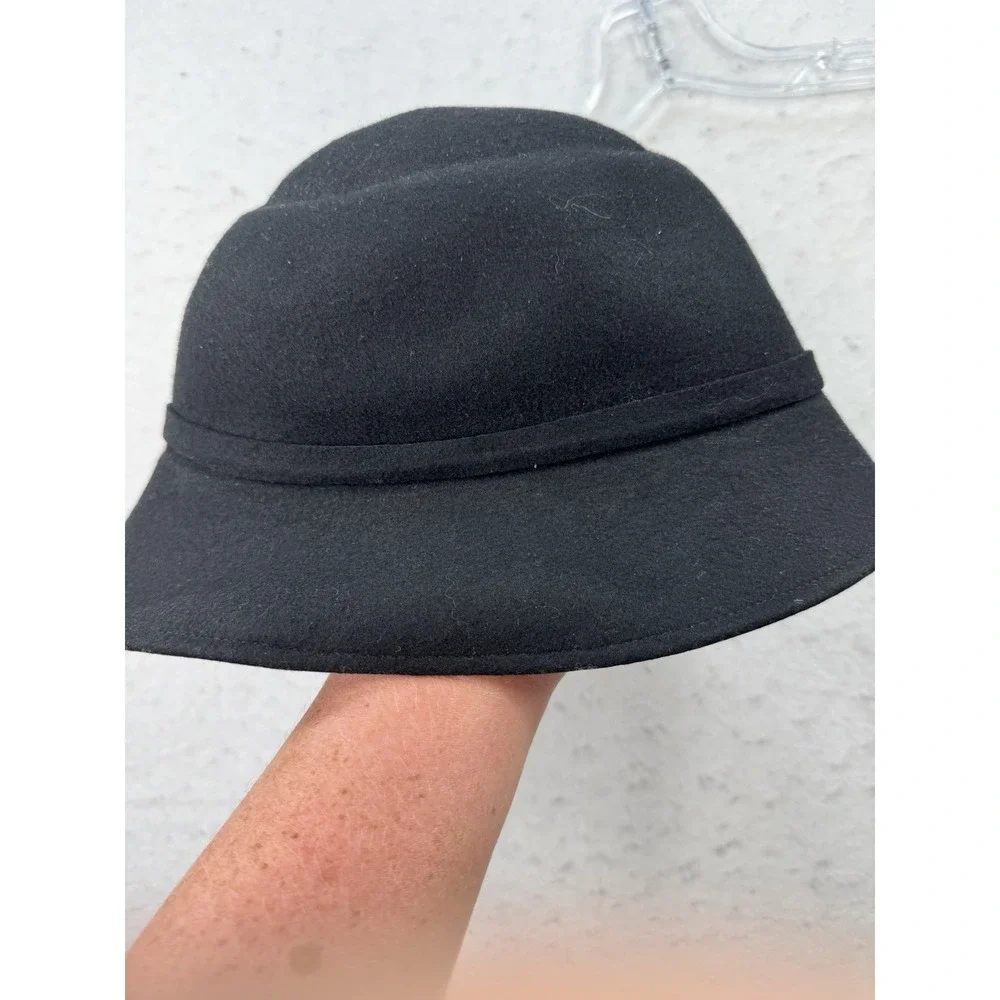 Made in Italy Cashmere Bucket Hat Women S Black 100% Wool 20s Flapper Elegant
